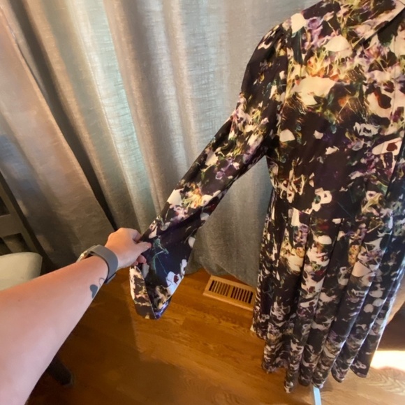 Dalia Macphee Pleated Shirt dress Multicolored abstract floral 33382 - Picture 4 of 13